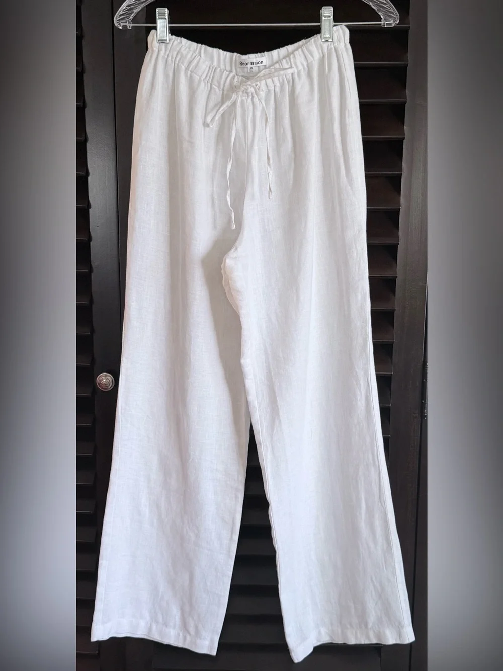 NWOT Reformation Olina 100% Linen Drawstring Pants in White | Size XS